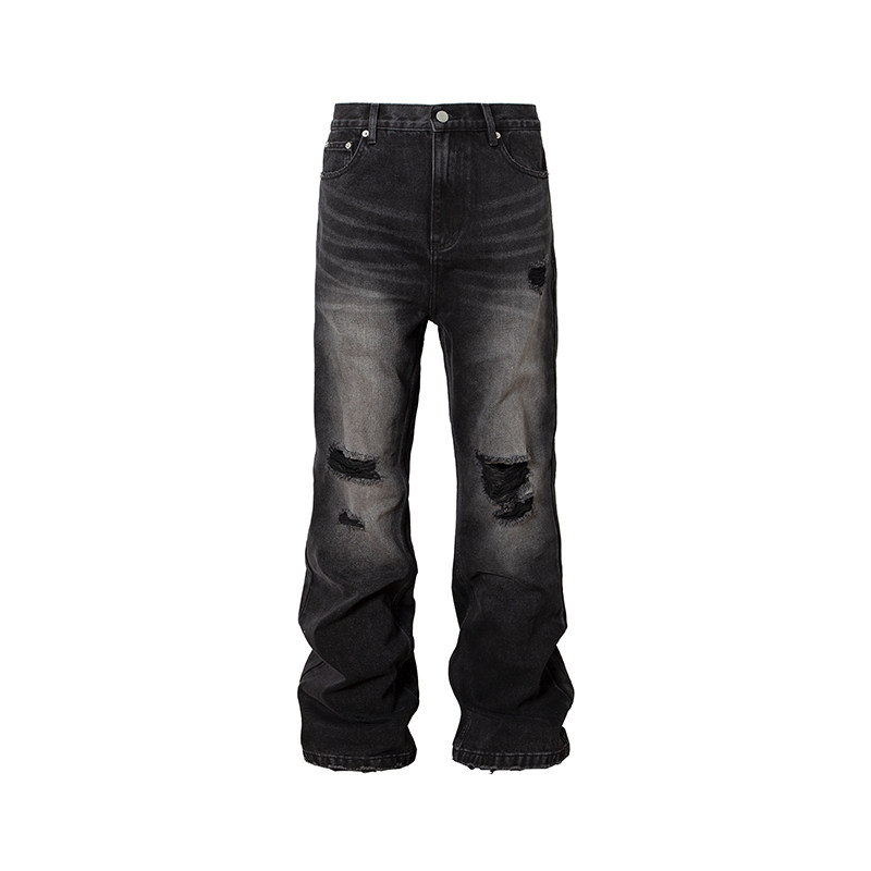 SHELUVME 做旧水洗破坏微喇牛仔裤 BOOTCUT JEANS