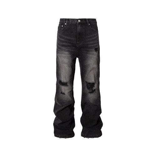 SHELUVME 做旧水洗破坏微喇牛仔裤 BOOTCUT JEANS