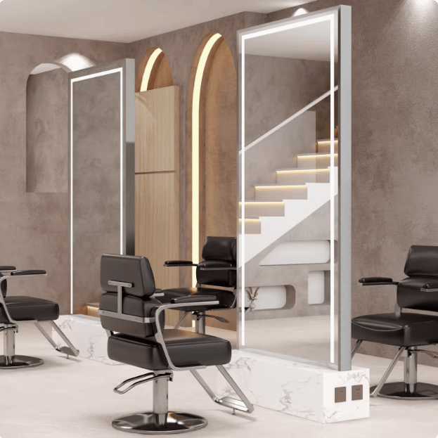 大理石不锈钢网红简约美发店镜台