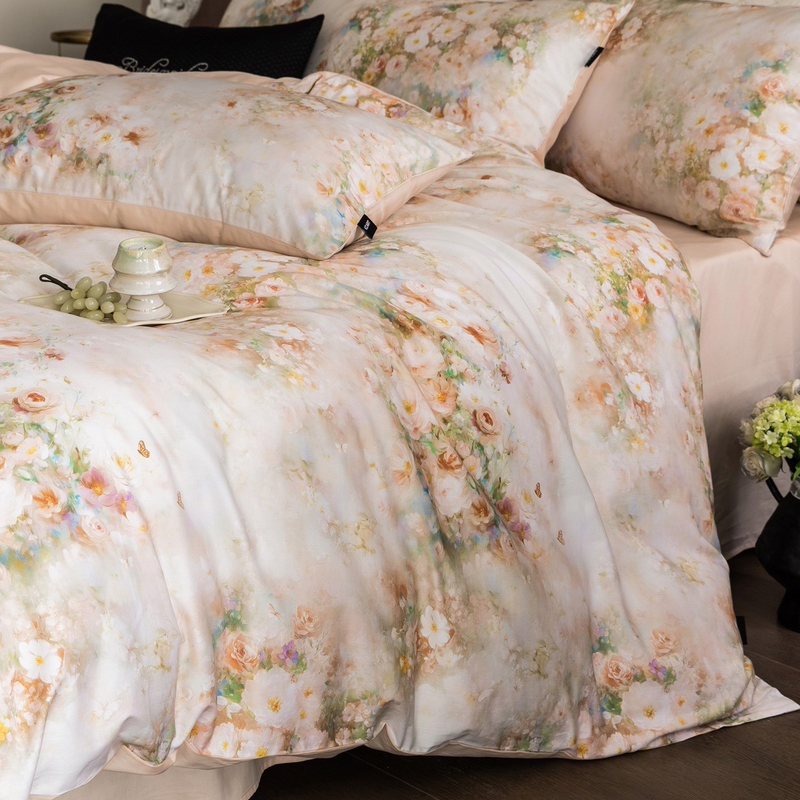 全棉贡缎长绒棉数码印花套件 舒适亲肤被套床单床笠床上用品