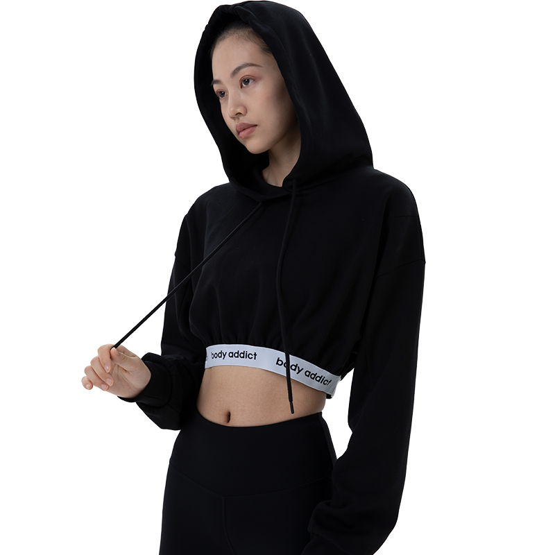 【朱珠同款】body addict女士经典LOGO织带卫衣短款上衣连帽ba