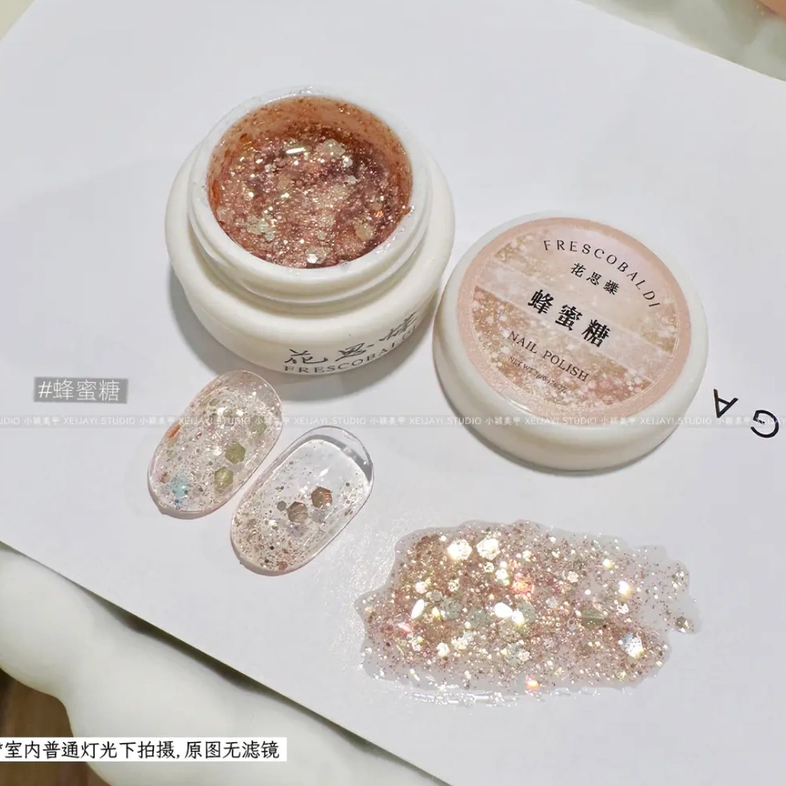 5g罐装-蜂蜜糖亮片胶素材胶美甲碎钻胶光疗甲油胶