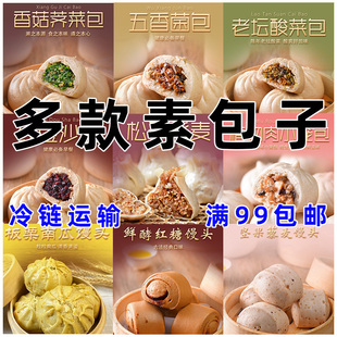 五点素纯素包子点老荠菜酸荠菜馒头营养速食品儿童早餐菌菇非包邮