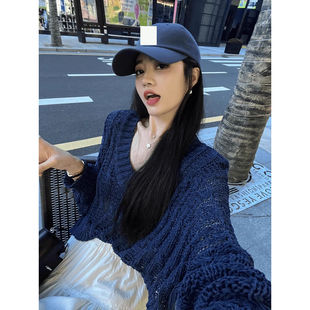 上衣 2025秋季 新款 韩版 宽松慵懒风软糯毛衣女设计感小众针织衫