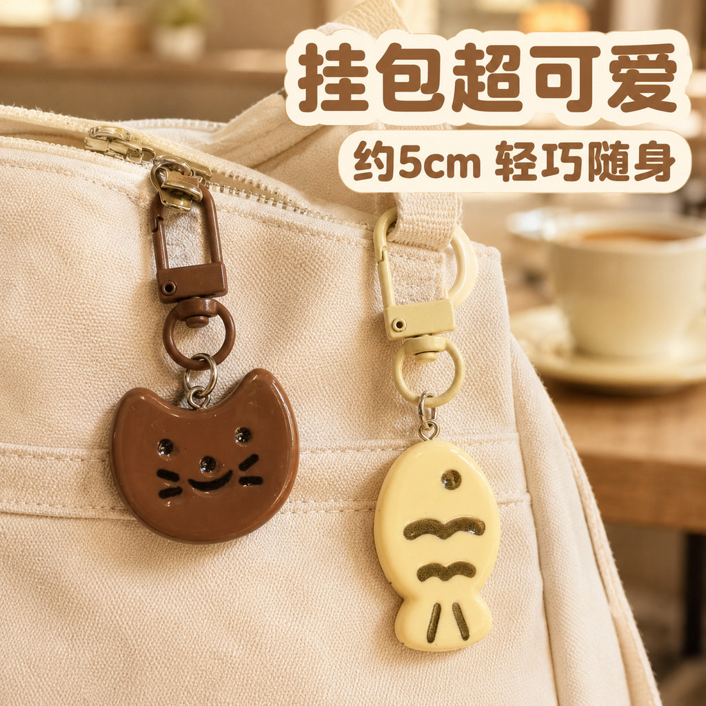 可爱小猫小鱼钥匙扣挂件ins超火个性卡通情侣款书包包挂件小礼物