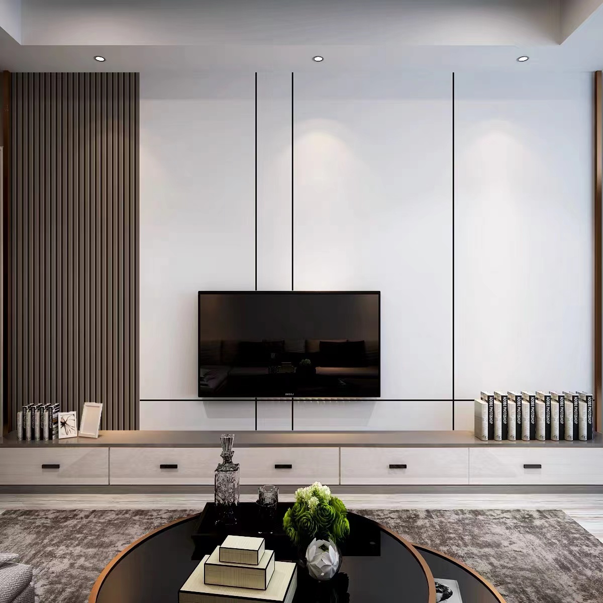 墙纸立体高级感格栅电视背景墙壁布客厅沙发墙布装饰卧室壁纸壁画