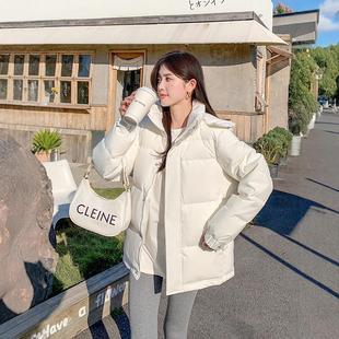 亮世秋羽绒服女新款2025女短款带帽加厚保暖白鸭绒面包服外套冬季