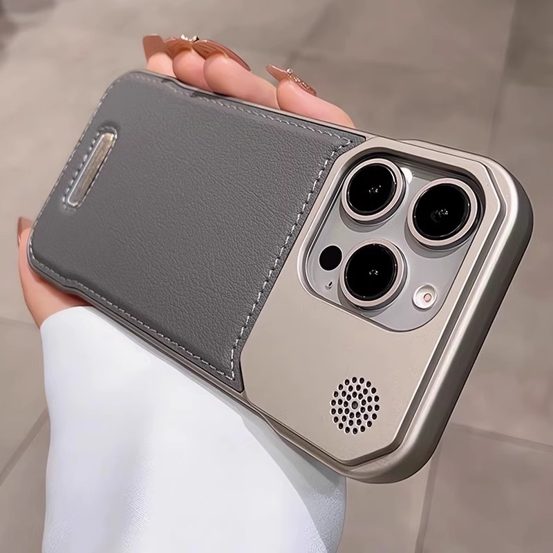 无边框皮革磁吸充电苹果16promax手机壳新款适用iphone15内置香薰大孔13超薄12高级11商务散热14plus防摔套