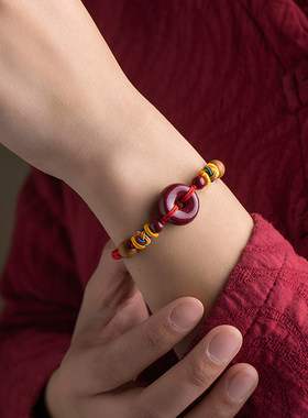 保真朱砂平安扣红手绳好运手链