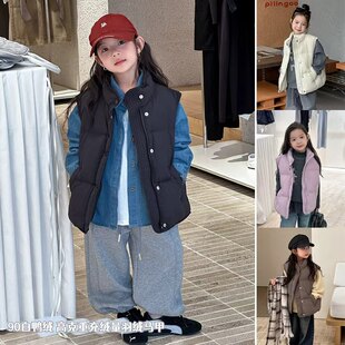 Yumi妈女童秋季新国标90白鸭绒儿童立领羽绒马甲可溯源25YR001