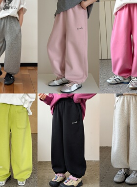 Yumi妈儿童校园穿搭卫裤男女童宽松耐穿抗造韩范字母运动裤26A049