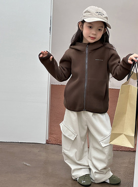 清仓儿童冬装加厚精棉双面绒连帽卫衣女童复合卡拉绒外套25H003