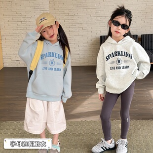 字母连帽卫衣26A062 新品 Yumi妈男女童休闲时髦宽松套头衫 儿童春季