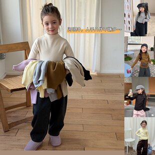 Yumi妈儿童针织打底衫秋冬女童抗起球腈纶中领抗打底毛衣25H166