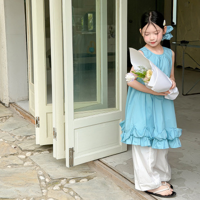 女童夏季公主荷叶边背心裙