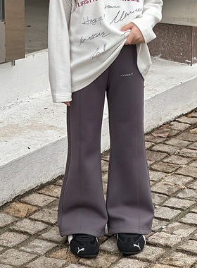 Yumi妈儿童冬装耐脏抗皱230g奥粒绒喇叭裤女童加绒喇叭裤25H064