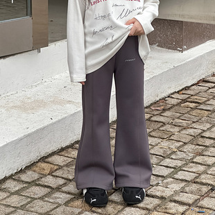 Yumi妈儿童冬装耐脏抗皱230g奥粒绒喇叭裤女童加绒喇叭裤25H064