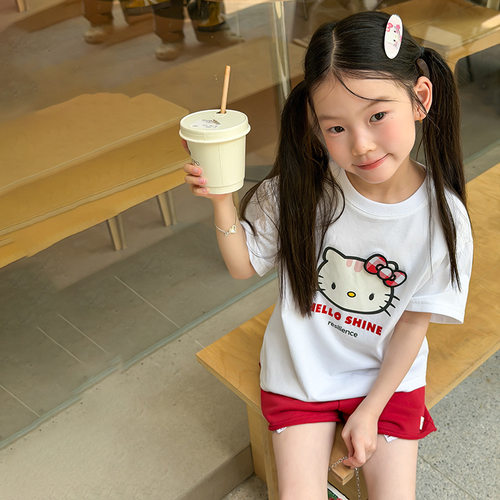 女童夏装可爱小猫短袖T恤