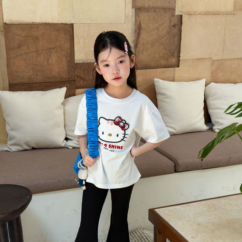女童甜妹可爱猫咪短袖T恤