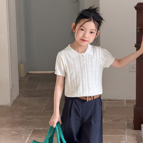 女童夏季利落针织POLO短袖T恤