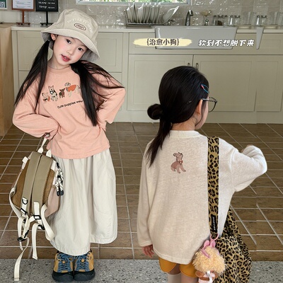 Yumi妈女童夏季小狗印花T恤