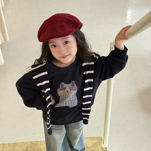 Yumi妈儿童春装卡通卫衣女童韩版休闲宽松套头衫上衣25F053