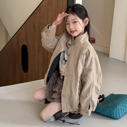 女童洋气时髦春季宽松夹克外套