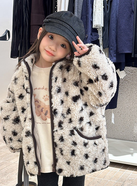Yumi妈2025冬季儿童加厚夹棉保暖上衣女童休闲羊羔毛外套25H075