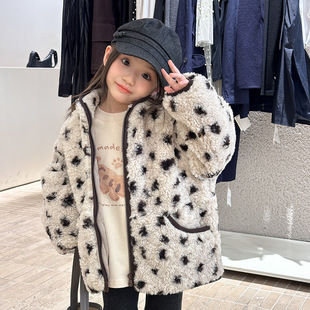 Yumi妈2025冬季 儿童加厚夹棉保暖上衣女童休闲羊羔毛外套25H075