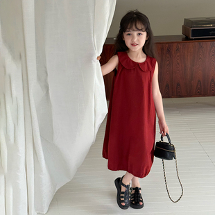25E021 简约可爱娃娃领背心裙 Yumi妈 女童棉布裙子儿童夏季