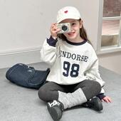 Yumi妈儿童篮球风长袖 上衣T恤女童加厚230g精棉双纱卫衣24Y017