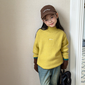 半高领针织女童韩版 Yumi妈儿童冬季 个性 字母卷边中领毛衣25K146