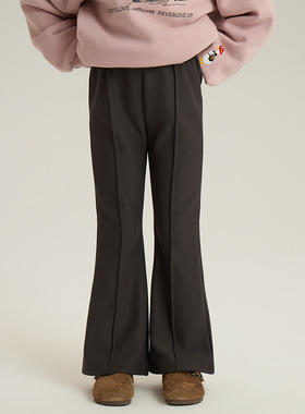 Yumi妈冬季儿童宝宝加厚加绒韩版休闲女童秋冬款拼接喇叭裤25H094