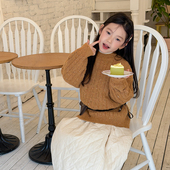 Yumi妈女童冬季 温柔风彩点亮丝毛衣儿童保暖针织麻花上衣25K141