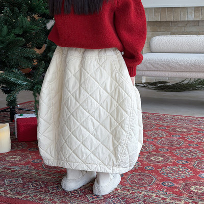 女童复古格调中长茧型半身裙