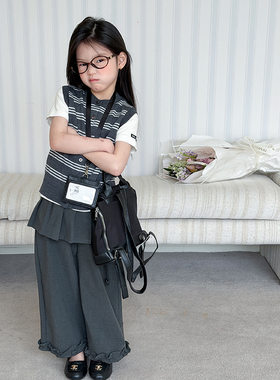 女童春季针织条纹马甲