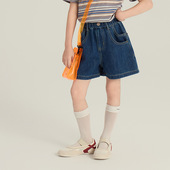 Yumi妈 25C249 儿童休闲简约A字热裤 中大女童韩版 洋气牛仔短裤