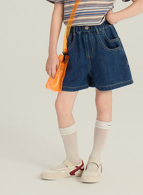 Yumi妈 中大女童韩版洋气牛仔短裤儿童休闲简约A字热裤  25C249