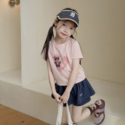 女童夏季短款卡通修身短袖T恤