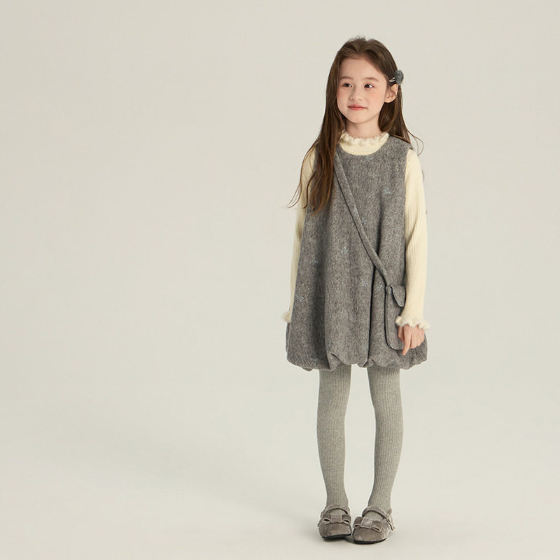 Yumi妈女童冬季韩版甜美蝴蝶结背心裙呢子花苞连衣裙25M078,童装/婴儿装/亲子装,连衣裙,淘宝优惠券,粉丝福利购,淘宝优惠卷