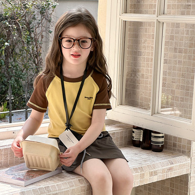 女童奥代尔插肩字母短袖T恤