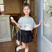 Yumi妈 卡通小狗可爱T恤女童甜美立体蝴蝶结短袖 24V080 儿童韩版