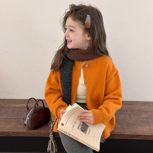 女童韩版洋气氛围感针织外套毛衣