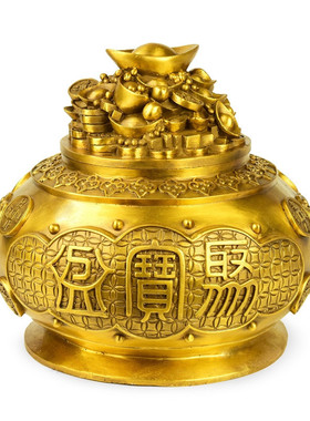 黄铜聚宝盆摆件 黄铜聚宝盆家居装饰品摆件金属工艺品