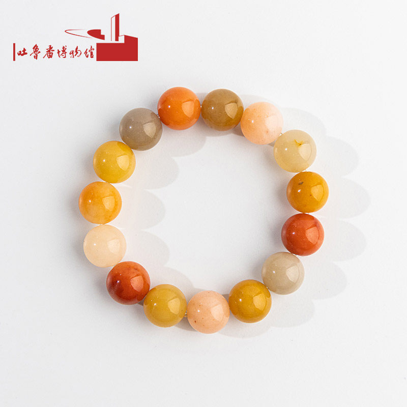 新疆吐鲁番博物馆和田玉金丝玉手串栗子茶生日送男女朋友中秋礼物
