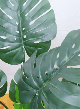 仿真龟背盆栽家居客厅装饰仿真绿植龟背叶盆景服装店落地摆件假花