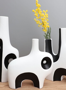 欧式艺术小象花器树脂摆件样板房电视柜家居玄关客厅装饰工艺品