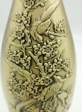 黄铜喜上眉梢花瓶摆件客厅插花家居装饰品新中式设摆件创意大花瓶