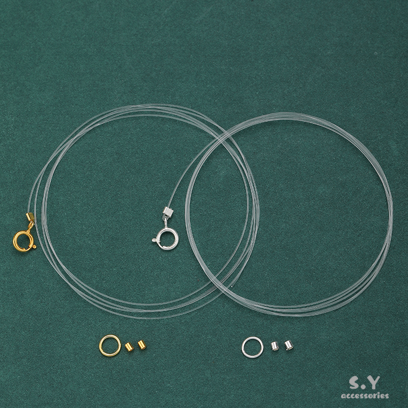 保色s925纯银透明鱼线串珍珠手链