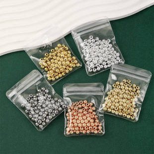 100颗价14K包金保色金珠散珠银珠圆珠子隔珠diy串珠手链项链配件